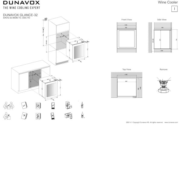 Vinska vitrina DUNAVOX DAVG-32.81 – prikaz vgradnje