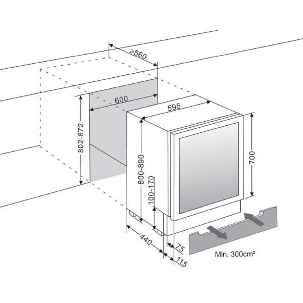 mQuvee WCS60ABPS vinski ormar-700 profesionalni ugraђeni vinski ormar