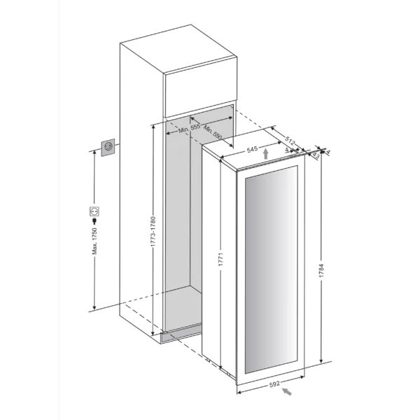 Interiјer mQuvée WKED112FGBP vitrine za vino u upotrebi