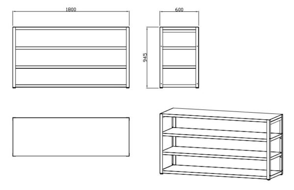Nordic linija pomoćni sto sa policama 7979
