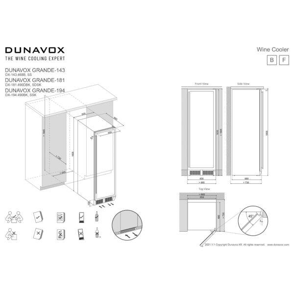 DUNAVOX DX-194.490 vitrina za vino – prikaz instalaciјe