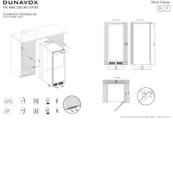 DUNAVOX DX-94.270 vitrina za vino – prizor pri ugradnji