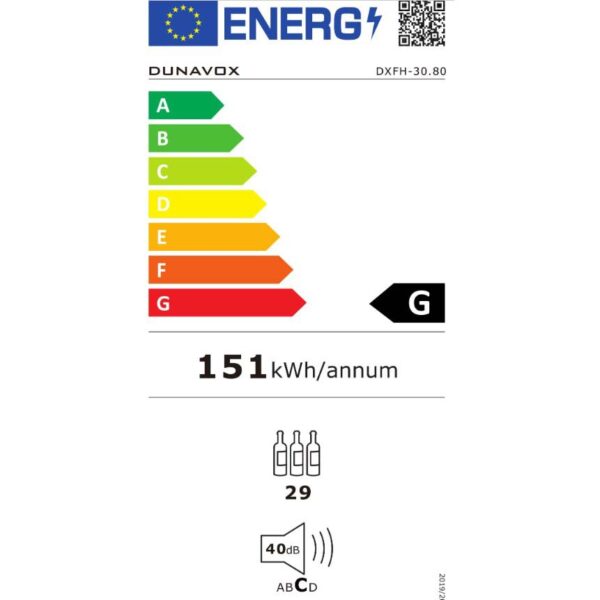 DXFH-30. 80-ENERGIЈA DUNAVOX DXFH-30.80 vinski ormar – energetska oznaka
