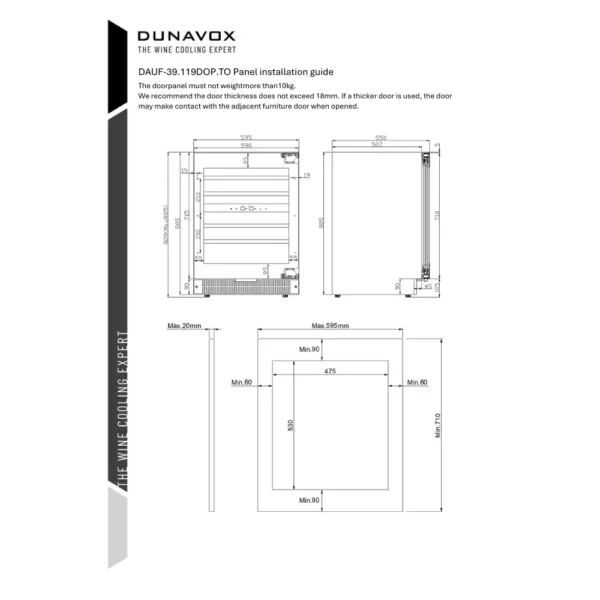 Unutrašnjost vitrinskog ormara za vino Dunavox DAUF-39.119DOP sa drvenim policama