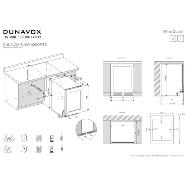 Raspored boca u vitrinskom ormaru za vino Dunavox DAUF-39.119DOP vinski ormar