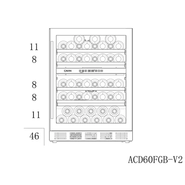 Crni Cavin ACD60FGB vinski ormar sa staklenim vratima