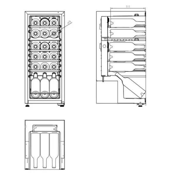 CAVIN NC-18B vitrinski ormar za vino raspored boca vina