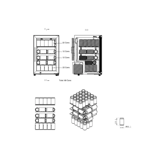 Drvene police u Cavin SW izložbenom ormaru za vino-63B vinski ormar