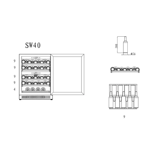 CAVIN SW40B vinski izložbeni ormar (6) Cavin SW40 kompaktni vinski ormarB