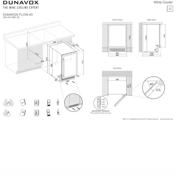 DUNAVOX DAUF-40 vitrina za vino.138B unutrašnji detalj