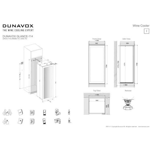 DUNAVOX DAVG-114.288DB.TO vinski ormar – pogled spreda