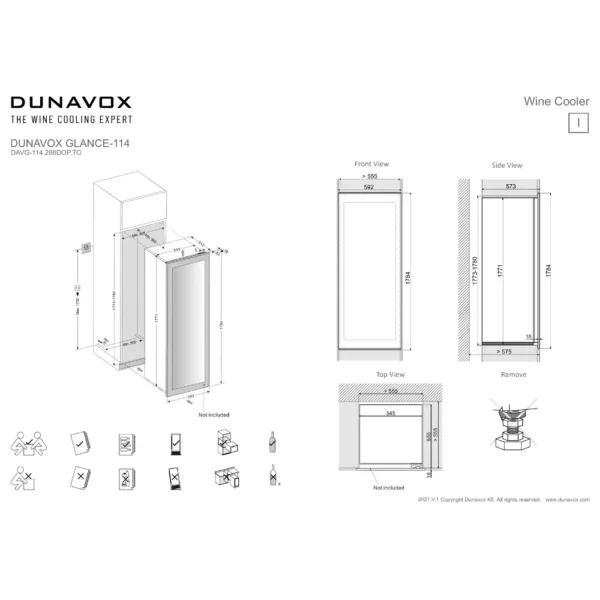 DUNAVOX DAVG-114.288DOP.TO vinski ormar – prednji pogled