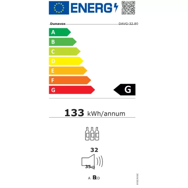 DUNAVOX DAVG-32.80DOP vinski ormar sa vratima od UV zaštitnog stakla