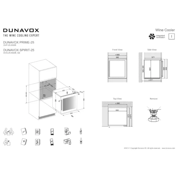 DUNAVOX DVS-25.65DB vinski ormar sa crnim staklenim vratima