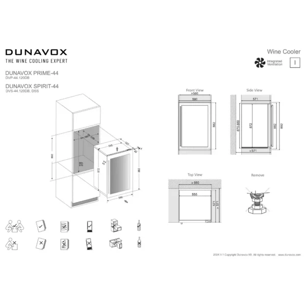 DUNAVOX DVS-44.120DB vinski ormar sa crnim staklenim vratima
