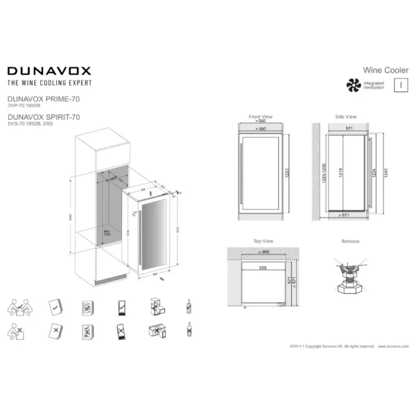DUNAVOX DVS-70.185DB vinski ormar (8) DUNAVOX DVS-70.185DB vinski ormar sa crnim staklenim vratima
