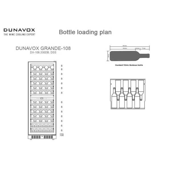 DUNAVOX DX-108.330DB vinski ormar sa drvenim izvlačnim policama