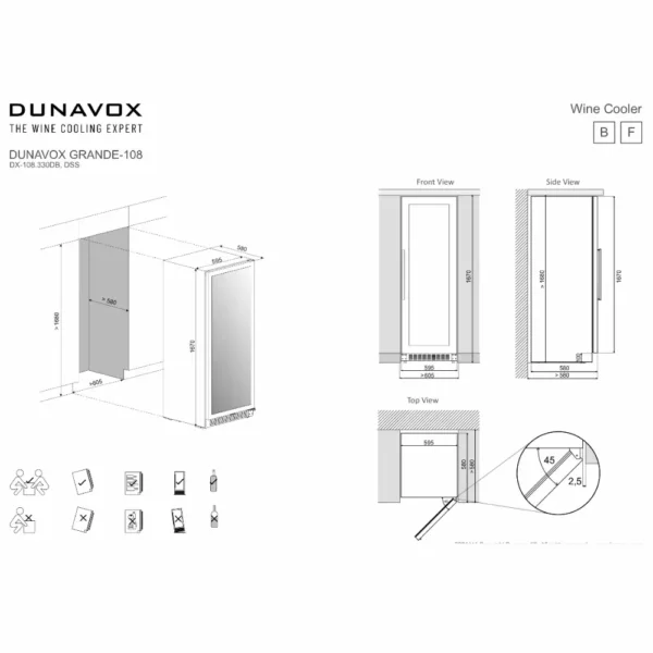 DUNAVOX DX-108.330DB vinski ormar sa LED osvetljenjem