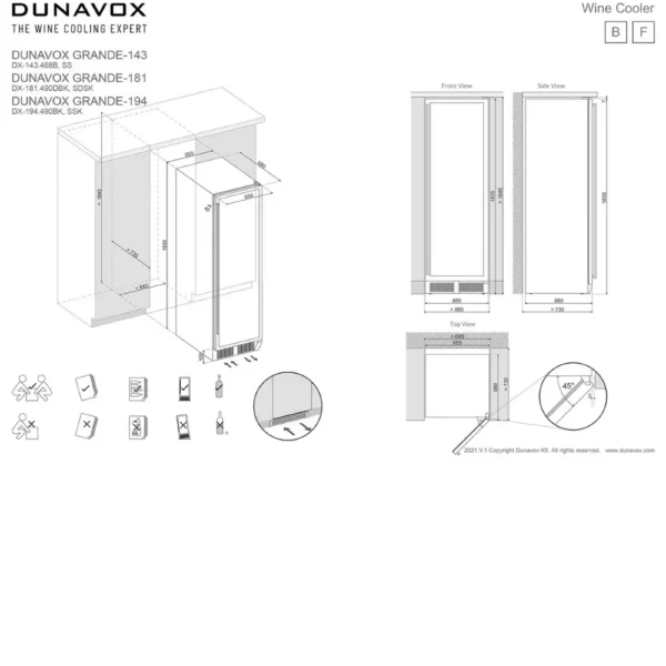 Vitrina za vino Dunavox DX-143.468B u modernom okruženju