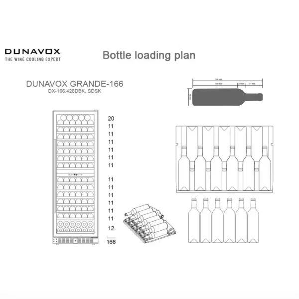 DUNAVOX DX-166 vitrina za vino.428DBK-12 DUNAVOX DX-166.428DBK vinski ormar – profesionalni vitrinski ormar za vino