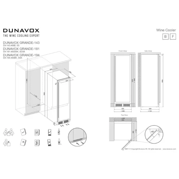 DUNAVOX DX-181.490DBK vinski ormar – raspored boca