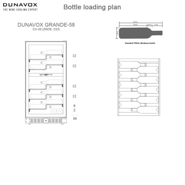DUNAVOX DX-58.258DB vinski ormar sa crnim staklenim vratima i UV zaštitom
