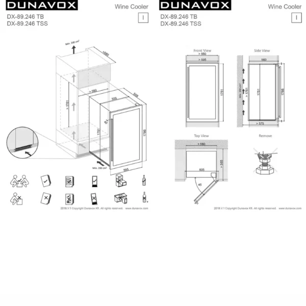 DUNAVOX DX-89 vitrina za vino.246TB-12 DUNAVOX DX-89.246TB vinski ormar – detalj unutrašnjeg LED osvetljenja