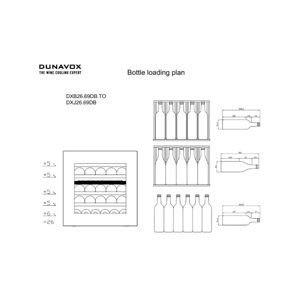 LED osvetljenje u vitrini za vino Dunavox DXJ-26.69DB