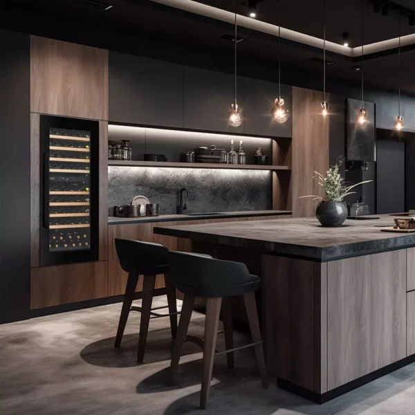 DUNAVOX DXJ-65.154DB vinski ormar (6) Vitrinski ormar za vino Dunavox DXJ-65.154DB sa crnim staklom