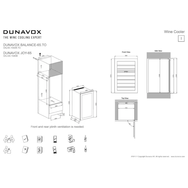 DUNAVOX DXJ-65.154DB vitrina za vino (9) Prostran vinski ormar Dunavox DXJ-65.154DB