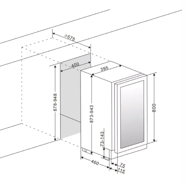 Visokokvalitetni ugraђeni vinski ormar mQuvee WCD40FGB
