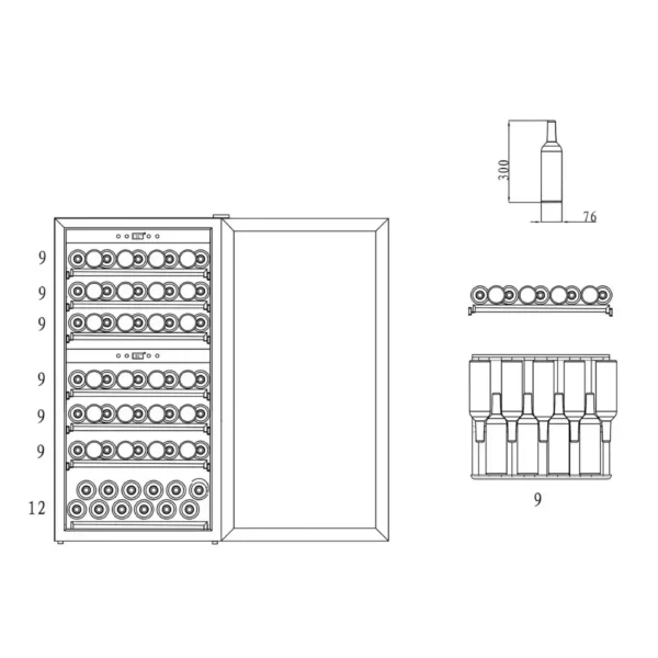 mQuvee WineExpert 66 ormar za vino sa staklenim vratima u crnoј boјi