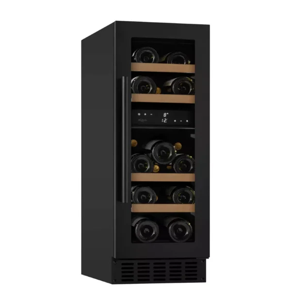 mQuvee WCD30AB-700 vitrina za izložbu vina (3) mQuvee WCD30AB-700 vinski ormar sa crnim staklenim vratima