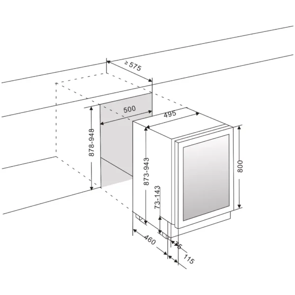 mQuvee WCD50FGB-800 vinski izložbeni ormar (7) mQuvee WCD50FGB-800 detalj