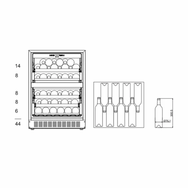 mQuvee WCDD60FGB vinski izložbeni ormar (5) mQuvée WCDD60FGB police