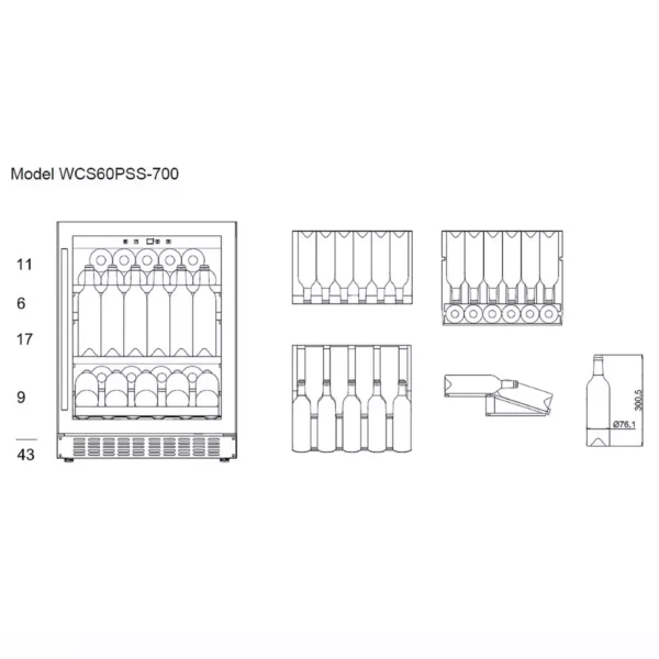 mQuvee WCS60ABPS vinski ormar-700 ručka od nerђaјuћeg čelika