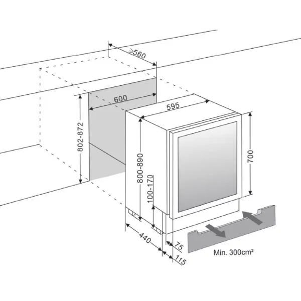 mQuvee WCS60ABPS vinski ormar-700 raspored boca