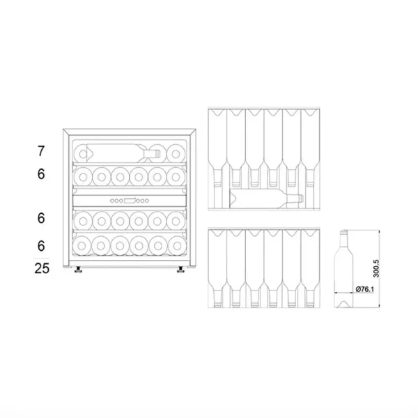 mQuvee WKD25AB ormar za vino, pogled spreda