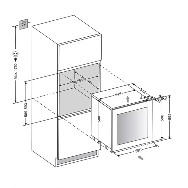 mQuvee WKD25AB ormar za vino, unutrašnjost sa drvenim policama