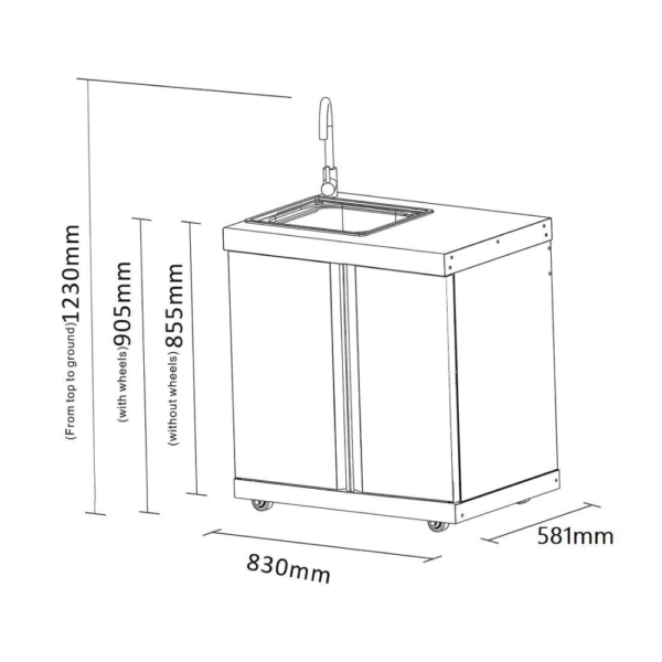 Crni inox modul sa sudoperom i ormarićem 16080