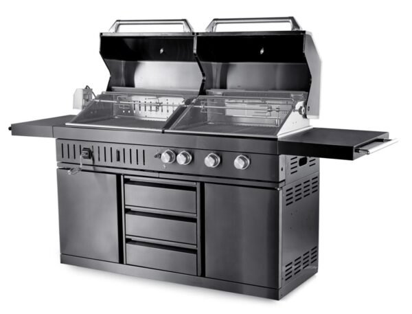 Crni inox roštilj na plin i ugalj 14547