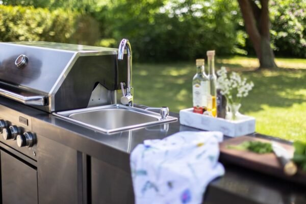 Crni inox modul sa sudoperom i ormarićem 16080
