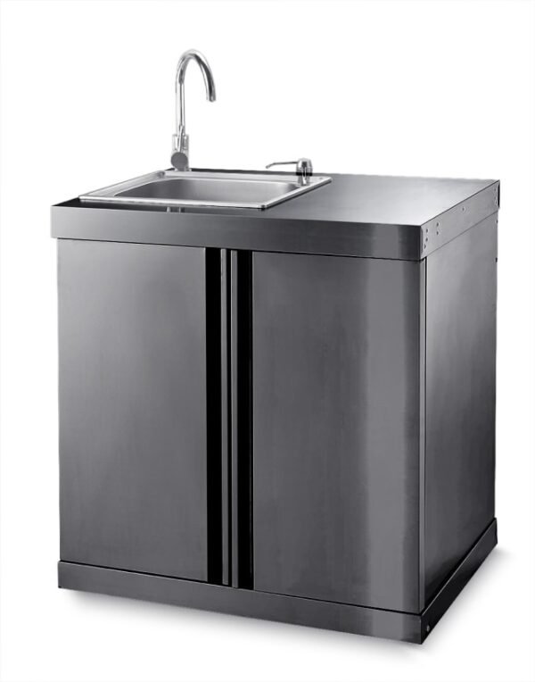 Crni inox modul sa sudoperom i ormarićem 16080