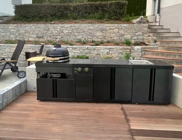 Crni inox modul sa sudoperom i ormarićem 16080