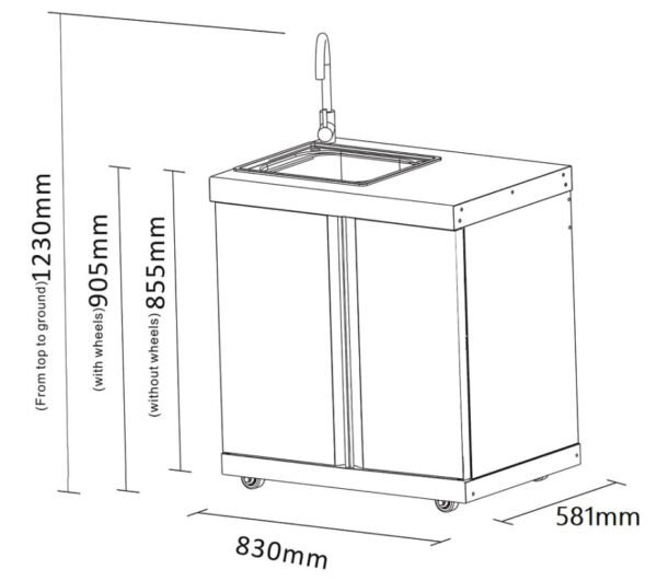 Crni inox modul sa sudoperom i ormarićem 16080