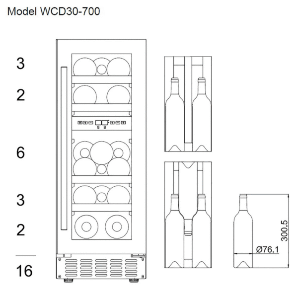 mQuvée WCD30AB-700 vinski izložbeni ormar